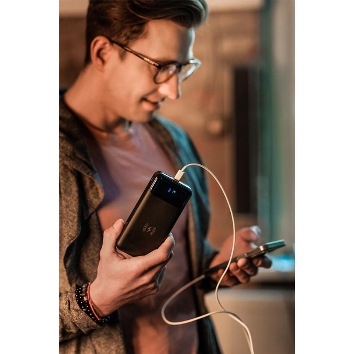 R64385.02 - Power bank 20000 mAh z ładowarką indukcyjną Supremi, czarny